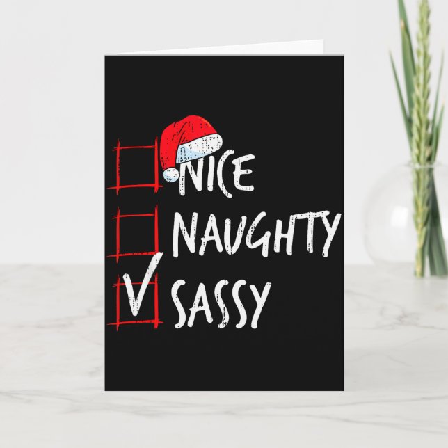 Nice Naughty Sy Christmas List Santa Costume Xmas  Card (Front)