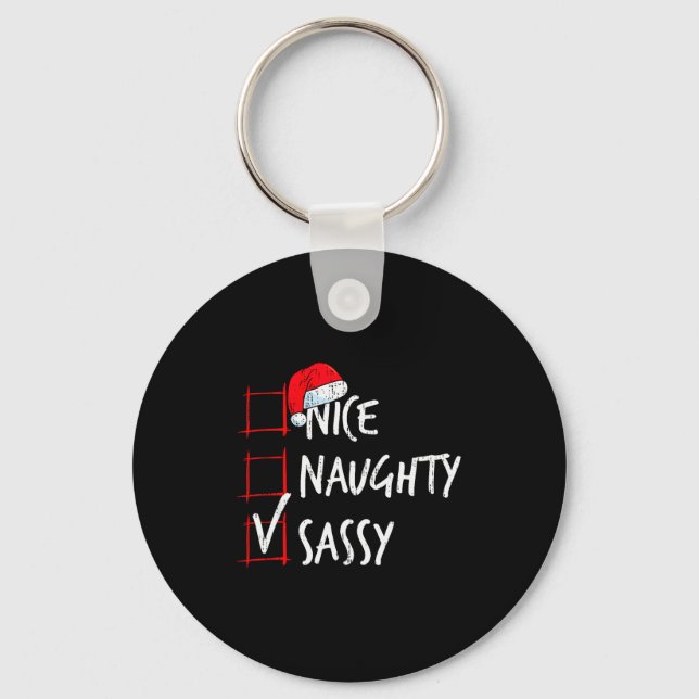 Nice Naughty Sy Christmas List Santa Costume Xmas  Key Ring (Front)
