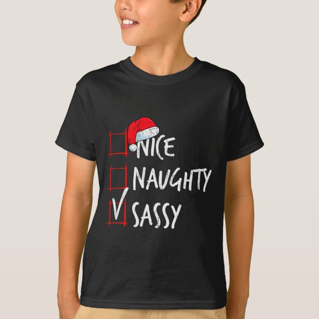 Nice Naughty Sy Christmas List Santa Costume Xmas  T-Shirt (Front)