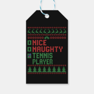 Nice Naughty Tennis Player Funny Christmas Gift Gift Tags
