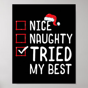 Nice Naughty Tried My Best Christmas List Poster