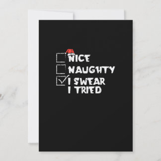 Nice Naughty Tried My Best Holiday Humor Card
