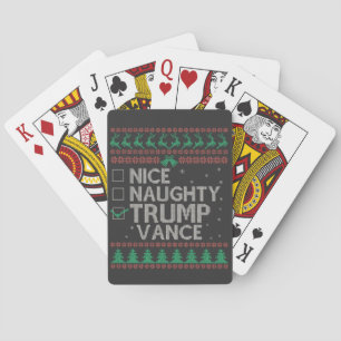 Nice Naughty Trump Vance Election Ugly Sweater  Playing Cards