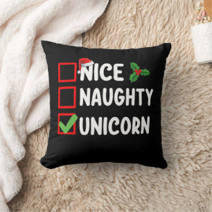 Nice Naughty Unicorn Christmas List Holiday Cushion