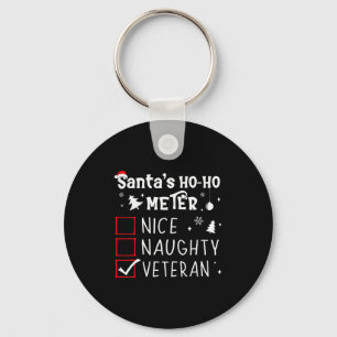 Nice Naughty Veteran Christmas List Santa Military Key Ring