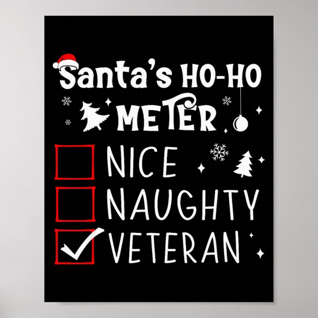 Nice Naughty Veteran Christmas List Santa Military Poster (Front)