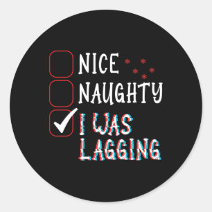 Nice Naughty Videos Games Gamer Fun Lag Christmas  Classic Round Sticker