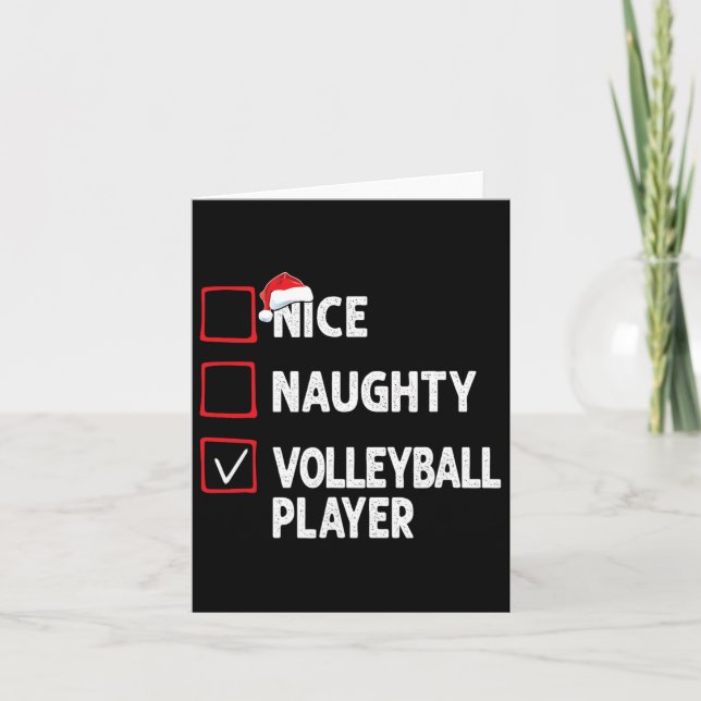Nice Naughty Volleyball Player Boys Christmas Girl Card (Front)