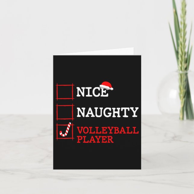 Nice Naughty Volleyll Player Christmas Santa Funny Card (Front)