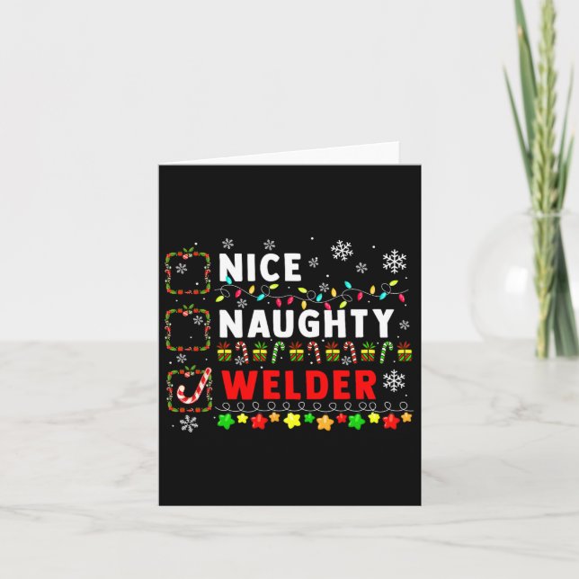 Nice Naughty Welder Christmas Colourful Matching J Card (Front)