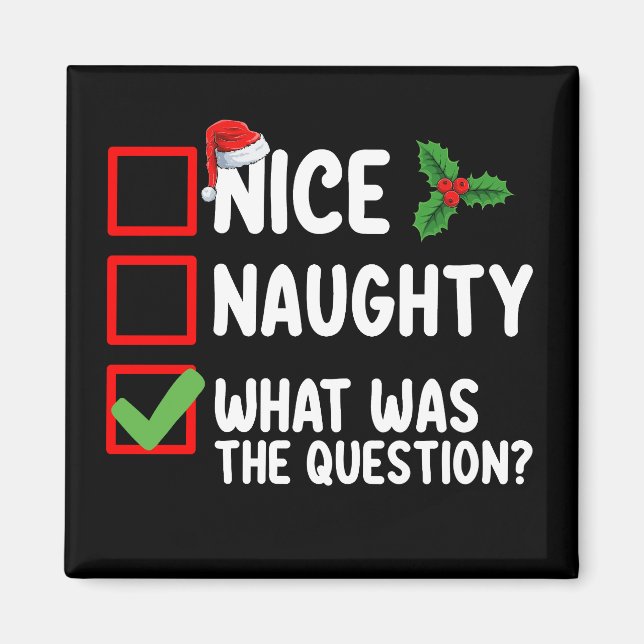 Nice Naughty What Was The Question Christmas List  Magnet (Front)