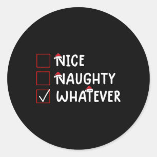 Nice Naughty Whatever Cute Christmas Classic Round Sticker