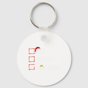 Nice Naughty Won Again 2024 Funny Trump Xmas Pajam Key Ring