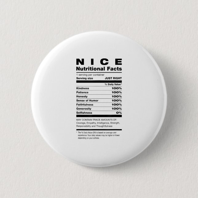 Nice Nutritional Facts Ingredients Chri 6 Cm Round Badge (Front)