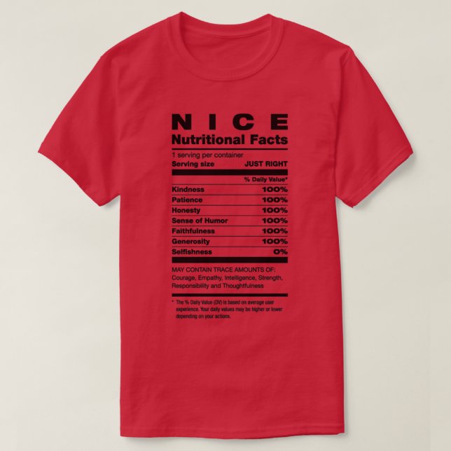 Nice Nutritional Facts Ingredients Christmas1 T-Shirt (Design Front)