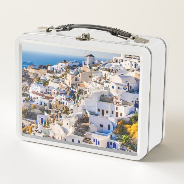 Nice Oia Santorini Metal Lunch Box (Front)