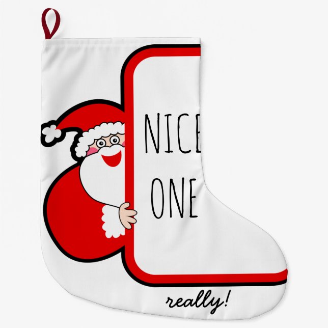 Nice One Typography Christmas Stocking Funny Santa (Front)