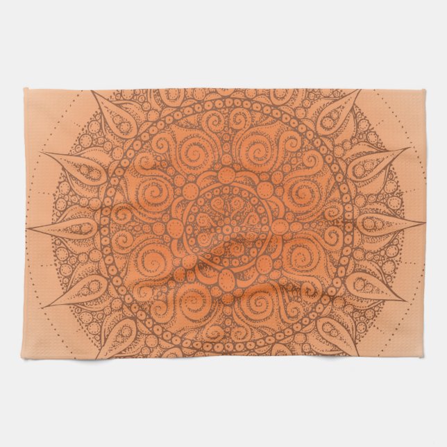 Nice Oriental Orange Design Tea Towel (Horizontal)