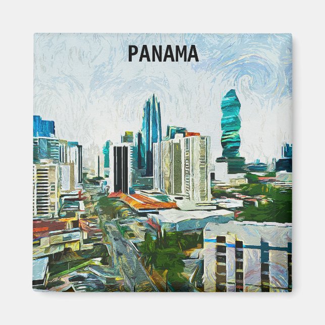Nice Panama City Oil Paint Cityscape Magnet (Front)