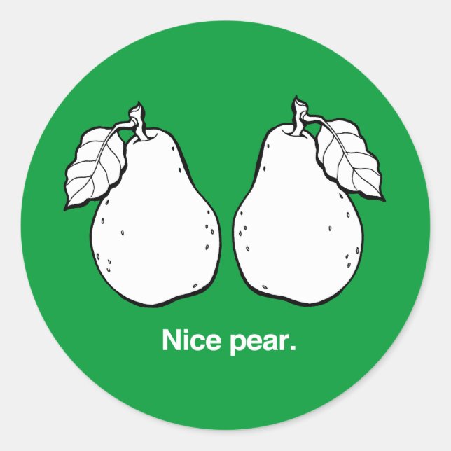 NICE PEAR - WHITE -.png Classic Round Sticker (Front)