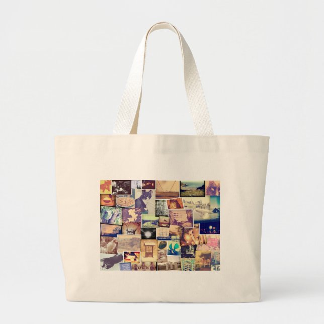 Nice Photo Filter Fun Collage Large Tote Bag (Front)