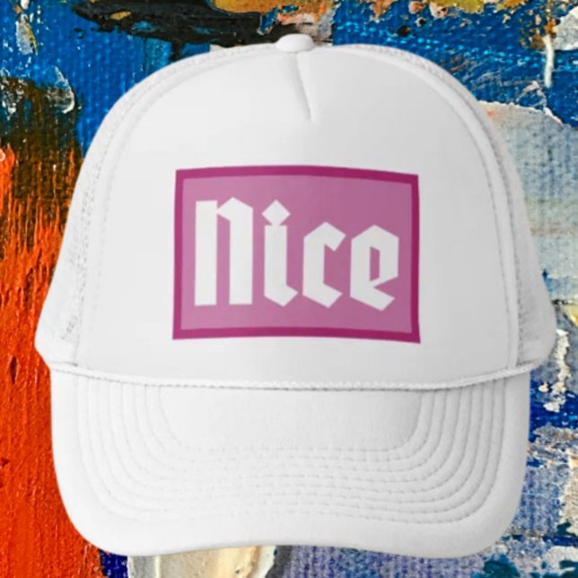 Nice Pink Box Typography Trucker Hat (Creator Uploaded)