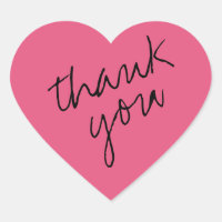 Nice Pink Heart Thank You Sticker