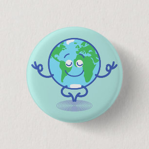 Nice planet Earth meditating in a peaceful way 3 Cm Round Badge