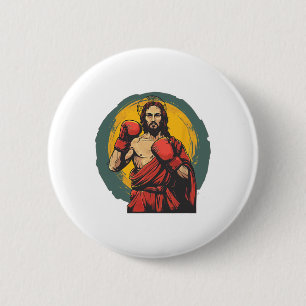 Nice Punching Jesus Costume For Boxer And Boxing R 6 Cm Round Badge