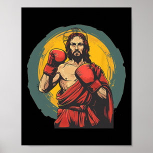 Nice Punching Jesus Costume For Boxer And Boxing R Poster