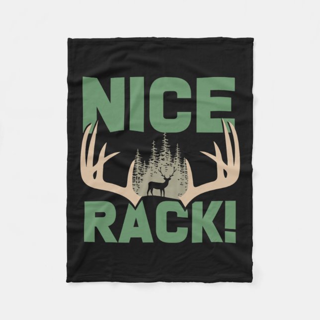 Nice Rack Antlers Deer Funny Hunting Hunter Humour Fleece Blanket (Front)