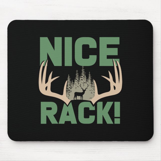 Nice Rack Antlers Deer Funny Hunting Hunter Humour Mouse Mat (Front)