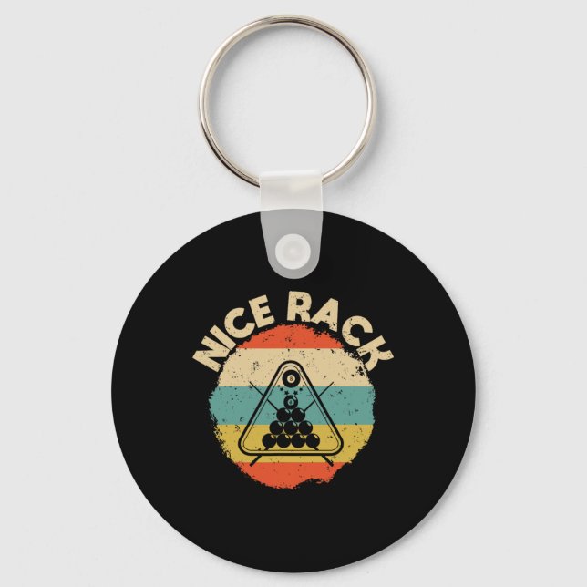 Nice Rack Funny Billiards Player Pool Billiard Vin Key Ring (Front)