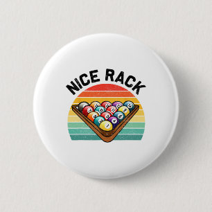 Nice Rack Funny Billiards Player Vintage Pool Bill 6 Cm Round Badge