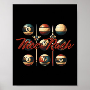 Nice Rack Funny Billiards Player Vintage Pool Bill Poster