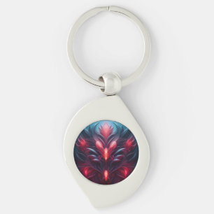 Nice Red and Blue Fractal With A Floral Hint Key Ring