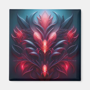 Nice Red and Blue Fractal With A Floral Hint Magnet