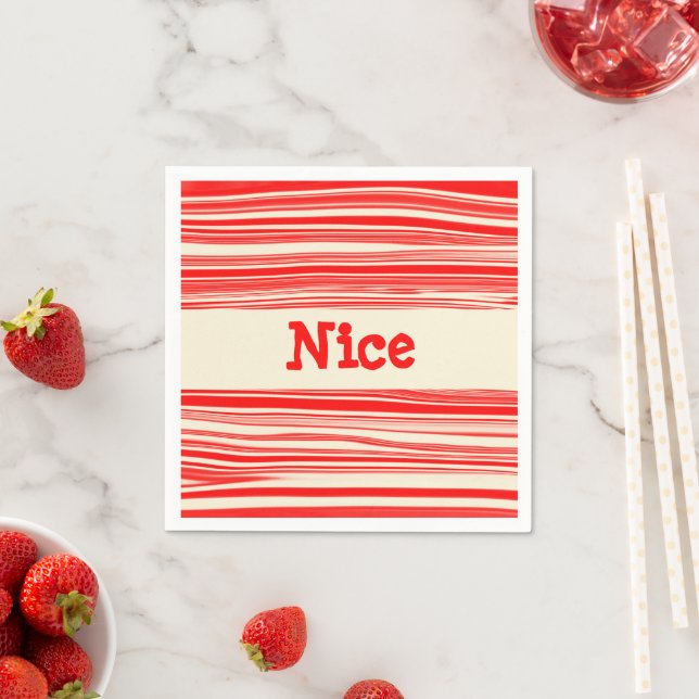 Nice Red Peppermint Candy Marbled Stripes Napkin (Insitu)