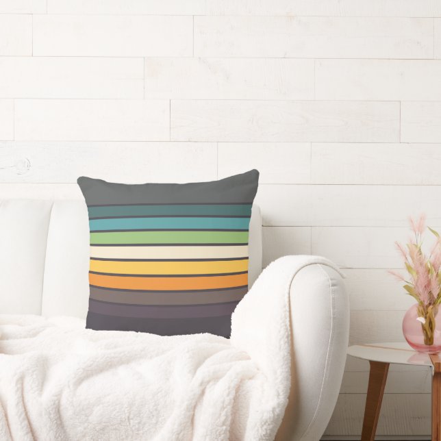 Nice Retro colourful Striped Pattern Cushion (Couch)
