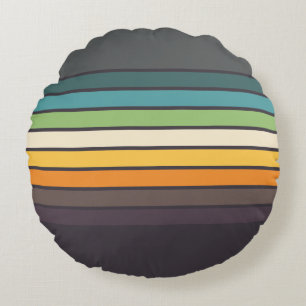 Nice Retro colourful Striped Pattern Round Cushion