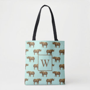 Nice Rhinos Monogram Initial Tote Bag