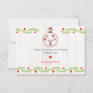 Nice S'mores Marshmallows Kids Xmas Birthday Party Thank You Card