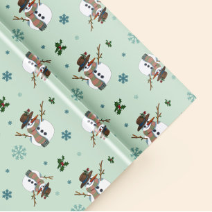 Nice snowman with snowflakes wrapping paper