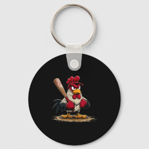 Nice Srt Rooster Look For Baseball And Bat Lovers Key Ring