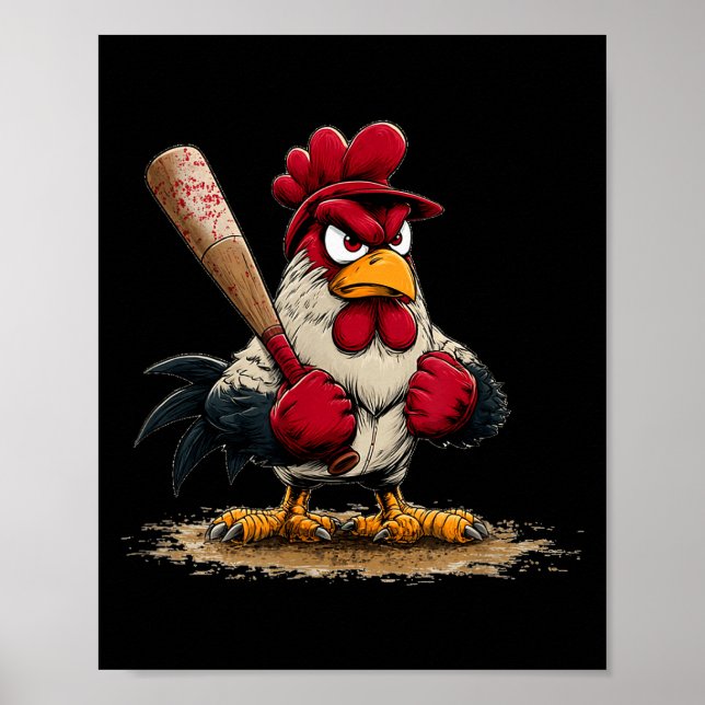 Nice Srt Rooster Look For Baseball And Bat Lovers  Poster (Front)