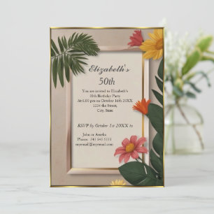 Nice Summertime hat 50th Birthday Party cream  Invitation
