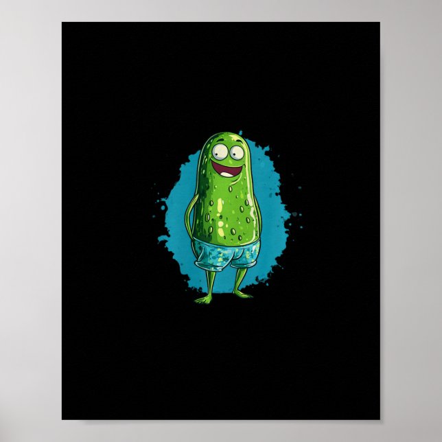 Nice Swimming Pickle In Trunks For Pool And Vacati Poster (Front)