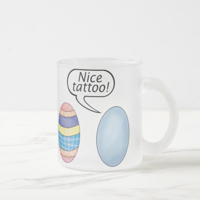 Nice Tattoo Easter Eggs Frosted Glass Coffee Mug (Right)