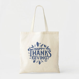 Nice Text Happy Thanksgiving with Leaves Autumn Tote Bag