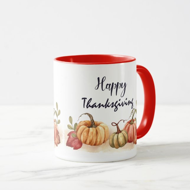Nice Text Happy Thanksgiving with Pumpkin Mug (Front Right)